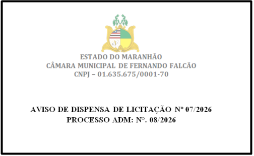 Aviso de Dispensa de Licitação Nº 07/2026 - Processo Administrativo Nº 08/2026